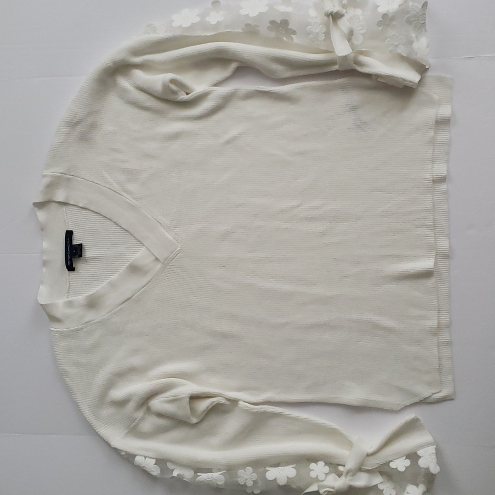 FRENCH CONNECTION Caballo Floral-Lace Sleeve Sweater ~ L - Picture 7 of 12